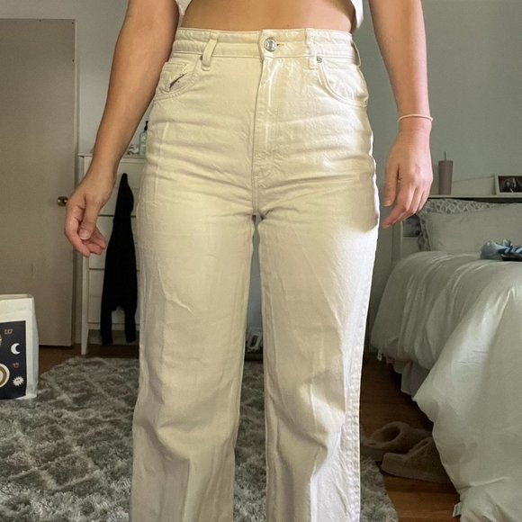 Tan Wide Leg Zara Jeans - Picture 1 of 4